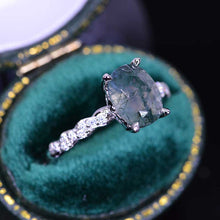 Load image into Gallery viewer, 14K White Gold  2 Carat Oval Moss Agate Twisted Shank Engagement Ring

