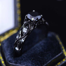 Load image into Gallery viewer, 14K Black Gold Black Moissanite Celtic Engagement Ring
