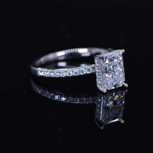 2 Carat Giliarto Radiant Moissanite Hidden Halo Engagement 14K White Gold Ring