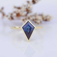 Load image into Gallery viewer, 3 Carat Kite Alexandrite Bezel Solitaire Engagement Ring
