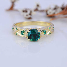 Load image into Gallery viewer, 14K Yellow Gold Emerald Celtic Engagement Ring
