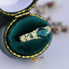 Load image into Gallery viewer, 14K Yellow Gold Emerald Celtic Engagement Ring
