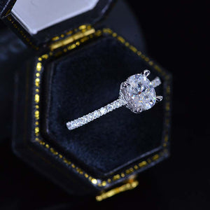 1 Carat Carat Oval Moissanite Ring, Hidden Halo Gold Engagement Ring