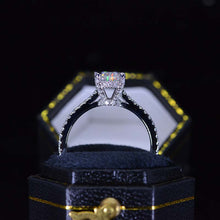 Load image into Gallery viewer, 1 Carat Carat Oval Teal Sapphire Ring, Hidden Halo Gold Engagement Ring
