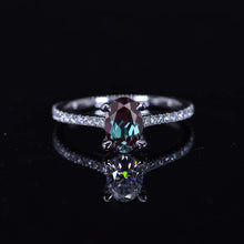 Load image into Gallery viewer, 1 Carat Carat Oval Alexandrite Ring, Hidden Halo Gold Engagement Ring
