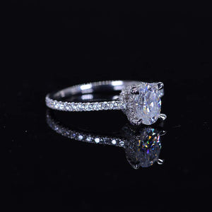 1 Carat Carat Oval Moissanite Ring, Hidden Halo Gold Engagement Ring