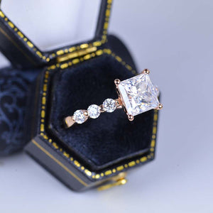 3.6 Carat Princess Cut Moissanite  Engagement Ring 14K White Gold