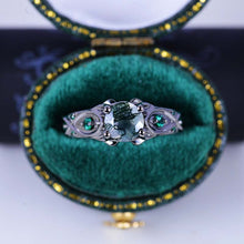 Load image into Gallery viewer, 14K Black Gold Genuine Moss Agate Celtic Engagement Ring
