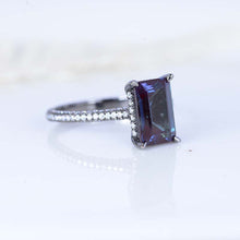 Load image into Gallery viewer, 4ct Emerald Cut Alexandrite Black Gold Engagement Ring
