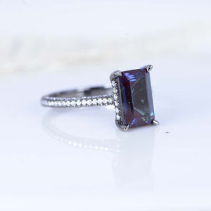 4ct Emerald Cut Alexandrite Black Gold Engagement Ring