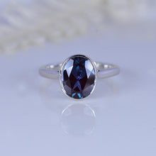 Load image into Gallery viewer, 3 Carat Oval Alexandrite  Bezel Set Gold Engagement Ring
