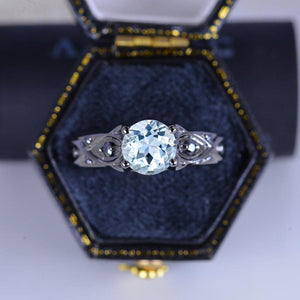 14K Aquamarine Celtic Engagement Ring