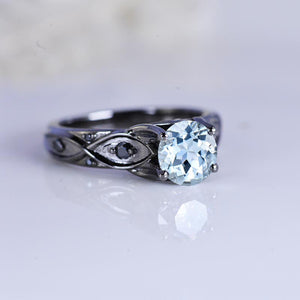 14K Aquamarine Celtic Engagement Ring