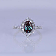 Load image into Gallery viewer, 2 Carat Oval Alexandrite Halo Vintage Engagement Ring
