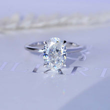 Load image into Gallery viewer, 4 Carat Oval Cut Moissanite Ring, Hidden Halo Gold Engagement Ring
