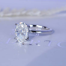 Load image into Gallery viewer, 4 Carat Oval Cut Moissanite Ring, Hidden Halo Gold Engagement Ring
