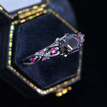 Load image into Gallery viewer, 14K Black Gold Hexagon Black Moissanite Celtic Engagement Ring
