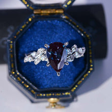 Load image into Gallery viewer, 3 Carat Alexandrite  Pear Cut Floral Gold Engagement Ring
