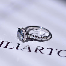 Load image into Gallery viewer, 2 Carat Round Dark Grey Gray Blue Giliarto Moissanite Halo Gold Engagement Ring
