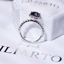 Load image into Gallery viewer, 2 Carat Round Dark Grey Gray Blue Giliarto Moissanite Halo Gold Engagement Ring
