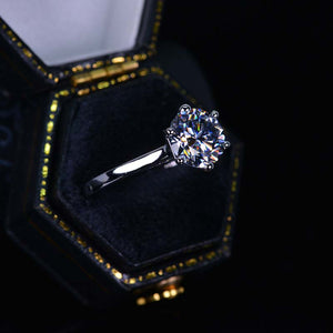 2 Carat Gray Moissanite Six Prongs Engagement Ring