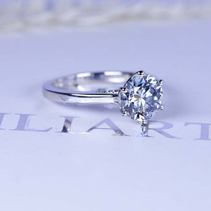 2 Carat Gray Moissanite Six Prongs Engagement Ring