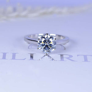 2 Carat Gray Moissanite Six Prongs Engagement Ring