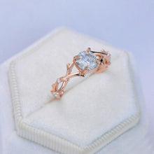 Load image into Gallery viewer, 2 Carat Gray  Moissanite Leaf Engagement Ring. White Gold Floral Twig Ring
