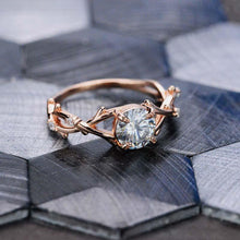 Load image into Gallery viewer, 2 Carat Gray  Moissanite Leaf Engagement Ring. White Gold Floral Twig Ring
