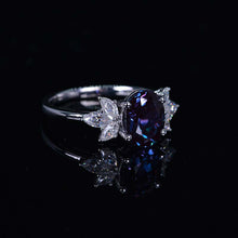 Load image into Gallery viewer, 14K Rose Gold 2 Carat Oval Alexandrite Halo Vintage Engagement Ring
