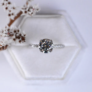 2 Carat Gray Grey Giliarto Moissanite 14K Gold  Engagement Ring