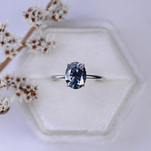 Load image into Gallery viewer, 1.5CT Oval Dark Gray Moissanite Wedding Ring Set. Moissanite Engagement Ring Anniversary Ring Promise Yellow White Gold Ring Set
