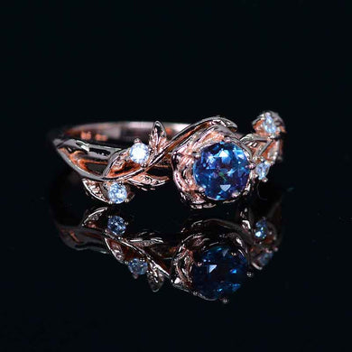 Rose Gold Plated Silver Dainty Alexandrite Ring Set, 1ct Oval Cut Alexandrite Ring Set, Silver Ring Unique Curved Marquise Cut Ring Set