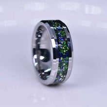 Load image into Gallery viewer, Genuine Crushed Raw Blue Sapphire And Peridot Men&#39;s Tungsten Ring
