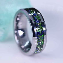 Load image into Gallery viewer, Genuine Crushed Raw Blue Sapphire And Peridot Men&#39;s Tungsten Ring
