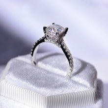 Load image into Gallery viewer, 2 Carat Moissanite Diamond Cushion Cut Hidden Halo White Gold Engagement  Ring
