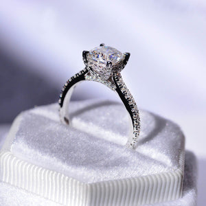 2 Carat Moissanite Diamond Cushion Cut Hidden Halo White Gold Engagement  Ring