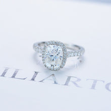 Load image into Gallery viewer, 3Ct Cushion Moissanite 14K White Engagement Ring, Cushion Halo Engagement Ring
