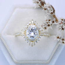 Load image into Gallery viewer, 1.5 Carat Moissanite Oval Cut Halo Gold Engagement Ring
