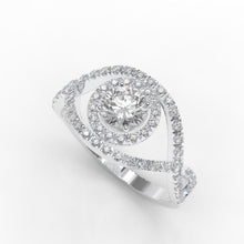 Load image into Gallery viewer, 0.3 CTW moissanite halo engagement rings-66 Accent Stones 14K White Gold 
