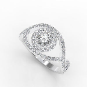 0.3 CTW moissanite halo engagement rings-66 Accent Stones 14K White Gold 