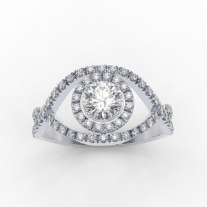0.3 CTW moissanite vintage engagement rings-66 Accent Stones 14K White Gold