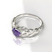 Load image into Gallery viewer, 14K White Gold tiffany olive leaf ring amethyst 1.0 Carat
