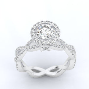 0.7 Carat GIA Diamond Halo Engagement Ring