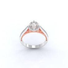 Load image into Gallery viewer, 1.0 Carat oval  Moissanite Engagement Ring I 10K white/rose gold-48 moissanite accent stones
