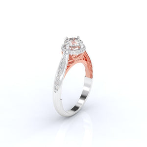 1.0 Carat cushion cut moissanite engagement ring I 10K white/rose gold-48 moissanite accent stones