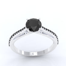 Load image into Gallery viewer, 1.0 Carat Black Moissanite and Diamond Engagement Ring  14K White Gold  Ring-0.5 C.T.W

