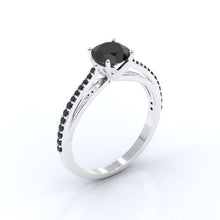 Load image into Gallery viewer, 1.0 Carat Black Moissanite and Diamond Engagement Ring  14K White Gold  Ring-0.5 C.T.W
