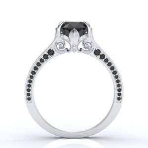 Ascella 2.6 Carat Black Diamond White Gold Engagement Ring