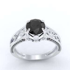 Ascella 2.6 Carat Black Diamond White Gold Engagement Ring